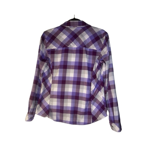 Cabela's Purple Checked Plaid Collared Button Down Shirt Women's Outdoor Size S - Picture 3 of 6
